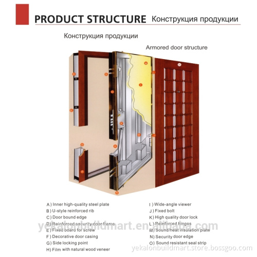 Yekalon AMD-049 PVC finish Armored Main gate steel security door